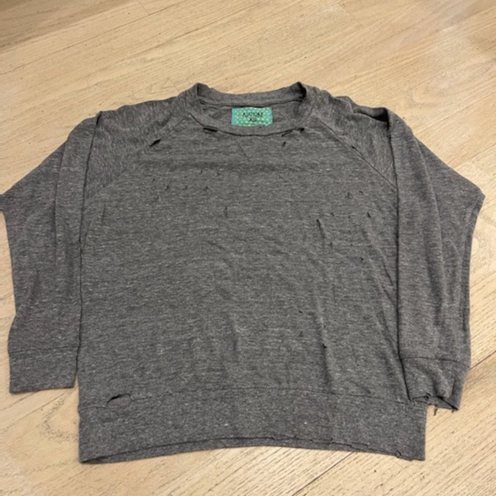 Nation LTD Grey distressed longsleeve tee